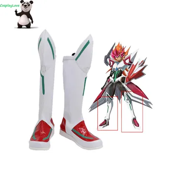 Cosplayaşk Yu-Gi-Oh! Yugioh Zexal Yuma Tsukumo ZEXAL II Kırmızı Cosplay Ayakkabı Uzun Çizmeler Deri Custom Made